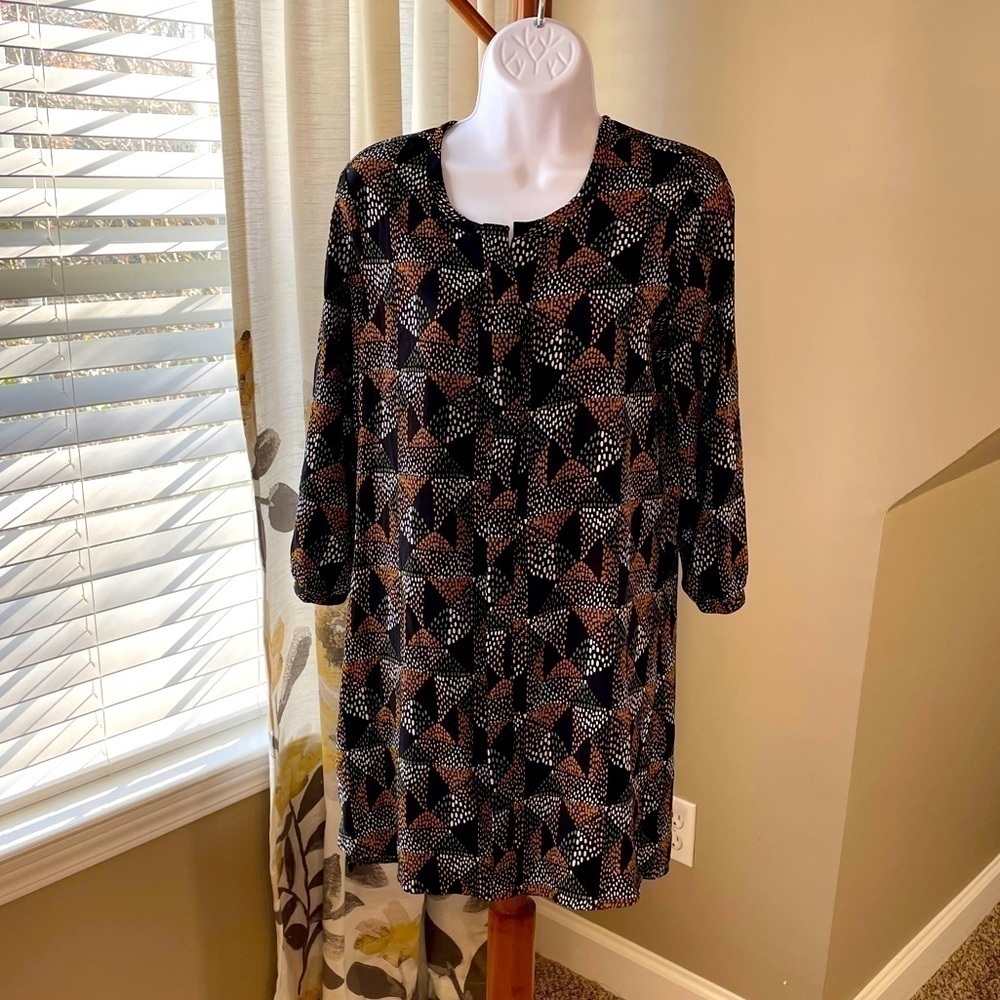 C&E Small Long-sleeve Geometric Shirt Dress